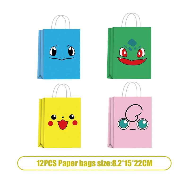 Pikachu Birthday Pokemon Party Decorations Pikachu Foil Balloons Disposable Tableware Plate Napkin Banner For Boy Party Supplies