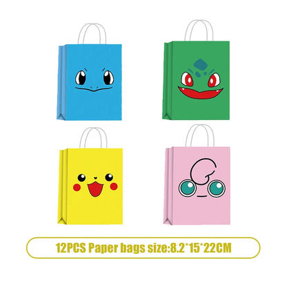 Pikachu Birthday Pokemon Party Decorations Pikachu Foil Balloons Disposable Tableware Plate Napkin Banner For Boy Party Supplies