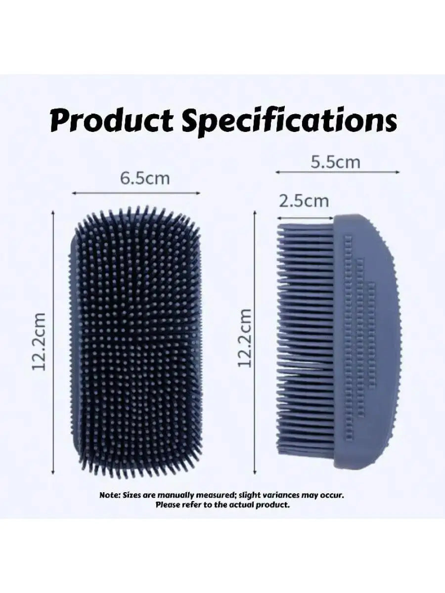 1Pc 3-Head Silicone Bath Massage Brush with Fur Removal for Cats/Dogs - Collects 96% Wet Hair during Washing - Grooming Tool