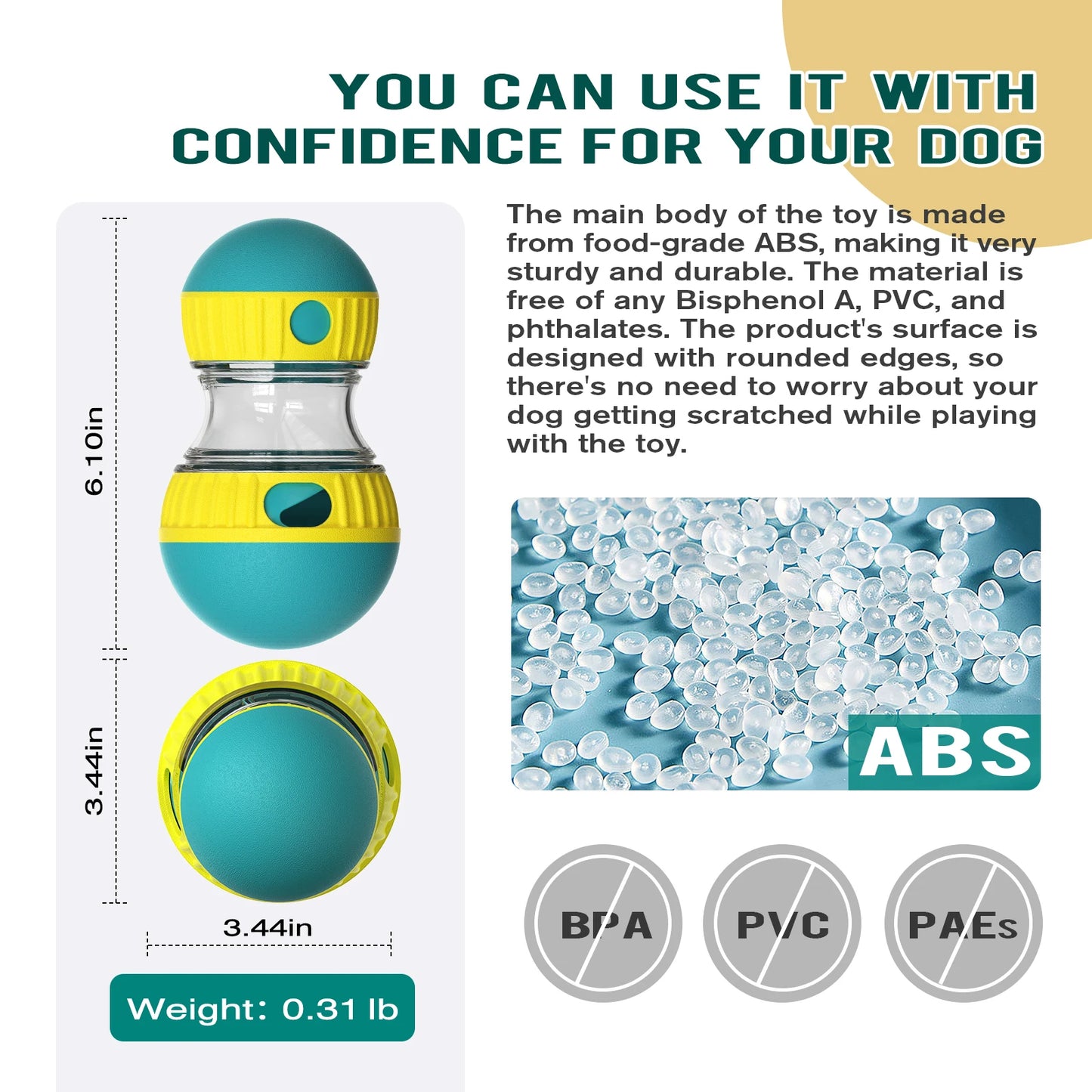 Treat Enrichment Pet Toys Slow Feeder Ball Food Dispensing Puppy Toy for Small Medium Dogs Irregular Rolling Design Dog Toys