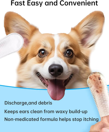 Teeth Cleaning Wipes for Dogs & Cats, Reduces Plaque & Freshens Breath Finger Wipes, Disposable Gentle Cleaning & Gum Care Pet W