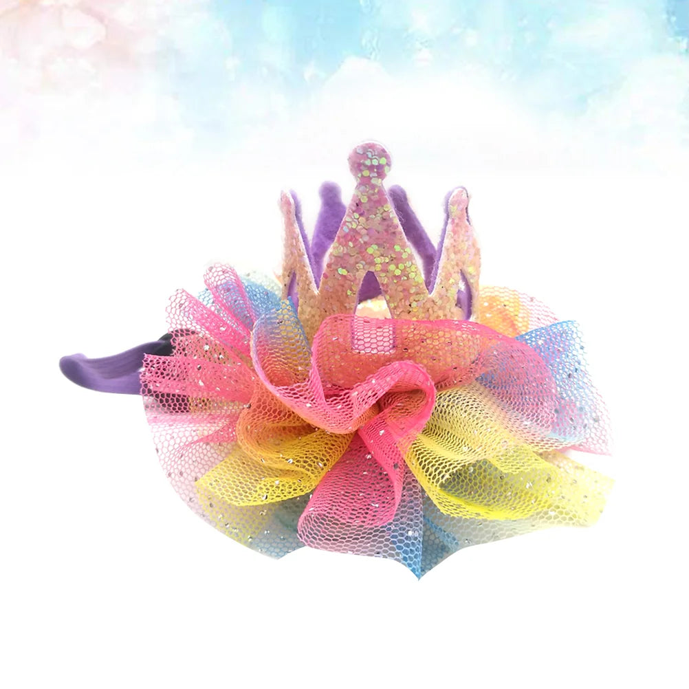 1Pc Crown Shaped Pet Hat Gauze Dog Crown Birthday Hat Cosplay Headwear For Dogs Cats Party Hats Adjustable Dog Caps Pet Products
