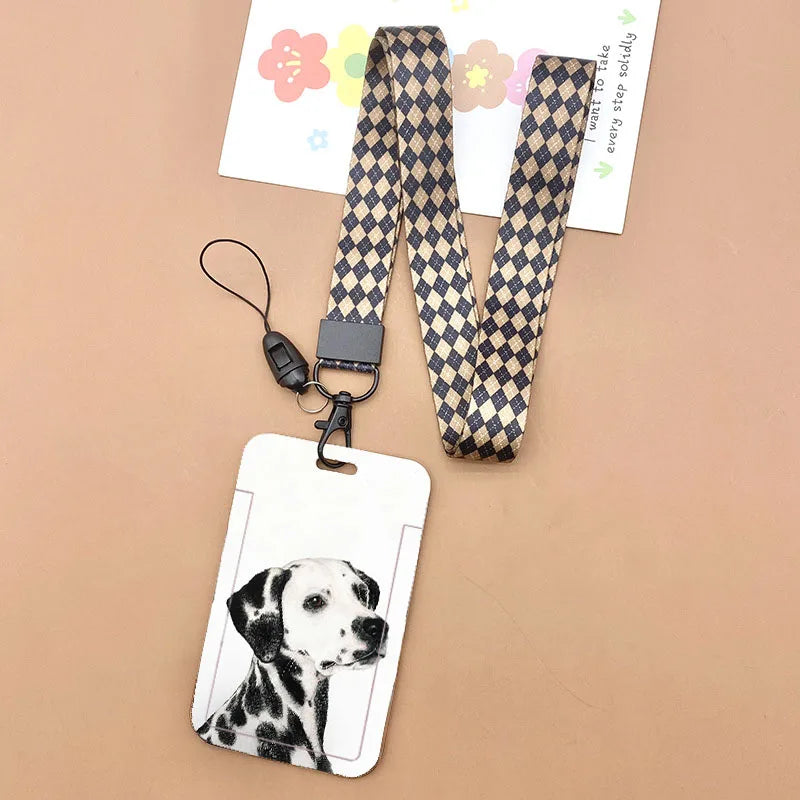 Cat and dog pattern Bank Credit ID Card Student Bus Card Holders Storage Protective Shell Pendant