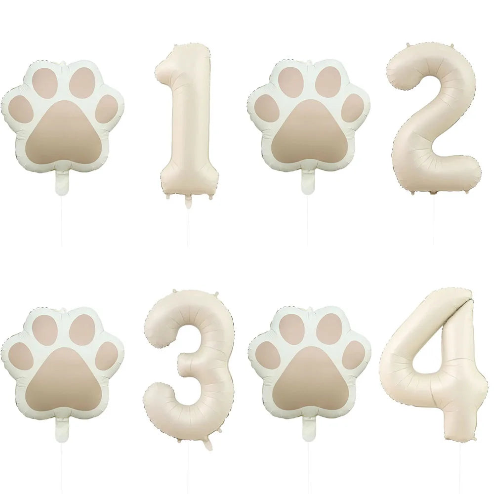 2 Pieces/Set Let us Pawty Big Dog Paws Aluminum Balloons 32 Inch Figure 1 2 3 4 Year Old Birthday Party Decoration Balloon Baby