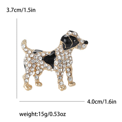 Rhinestone Puppy Brooches for Women Unisex Enamel Animal Pins Dog Lapel Pins Event Party Backpack Decoration Clothes Accessories