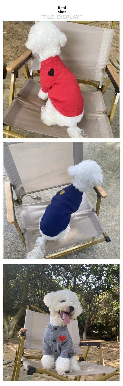 the LOVE SWEATER - 1PC Pet Clothing Spring and Autumn Dog Warm Hoodie, Love Sweater Suitable for Small and Medium Sized Dogs/Cats Pet