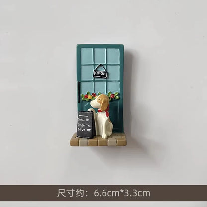 3D Fridge Magnet Puppy Cartoon Cat and Dog Refrigerator Stickers  Anti-theft Entrance Door Decorative Magnetic Creative Message