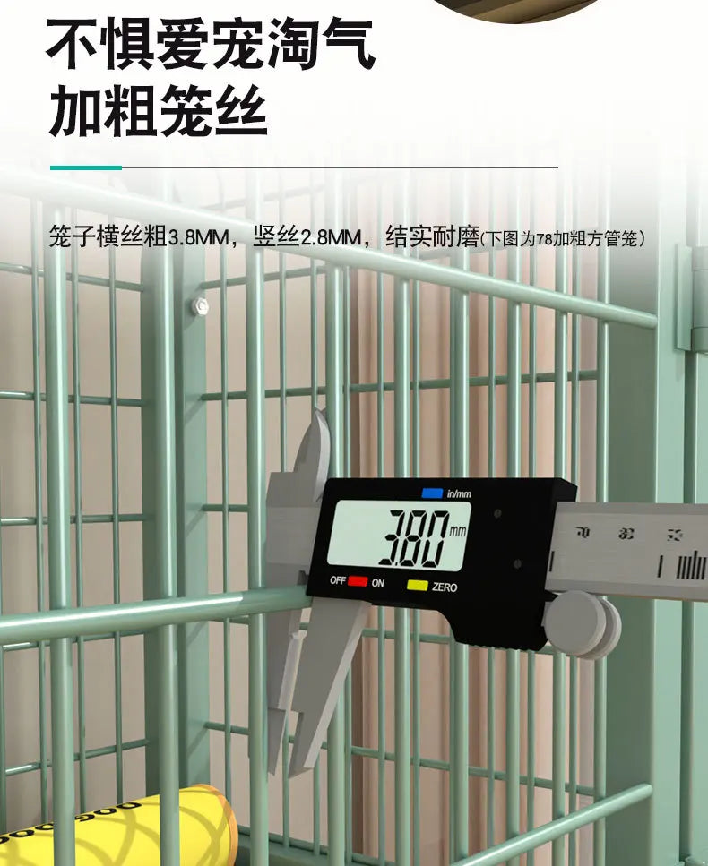 Heavy Duty Dog Cage Large Medium Pet Cage with Toilet Full Square Tube Indoor Dog House