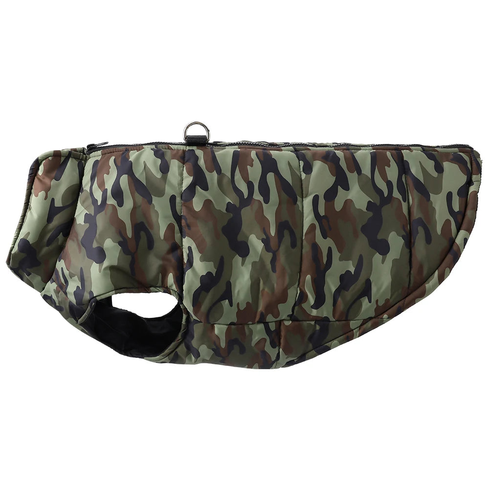 Winter Warm Big Dog Clothes Camouflage Sleeveless Pet Vest Jacket Windproof Large Dog Coat Zipper D-ring 4XL-6XL Puppy Outfits