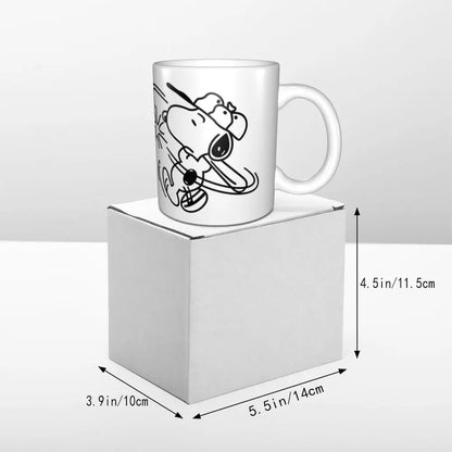 Manga Snoopy Woodstock Cartoon Dog Coffee Mug DIY Customized Ceramic Tea Milk Mug
