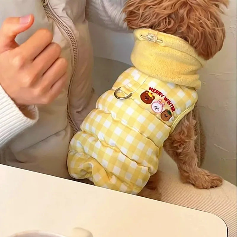 Cute Plaid Winter Dog Jacket Cotton Dog Hooded Coat Puppy Clothes Pet Warm Dog Costumes Chihuahua Dachshund Bichon Clothing 2025