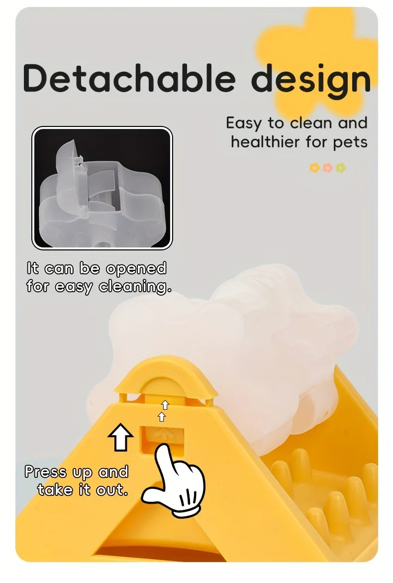 the MEALMAZE TRIANGLE FEEDER - Interactive Dog Food Dispenser Toy, Plastic Slow Feeder with Triangular Design, Pet Enrichment Activity Toy, Triangular Food Slot