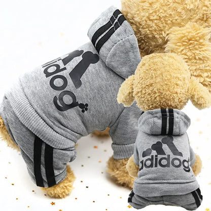 the ADIDOG - Winter Clothes for Small Dogs, Adidog Dog Hoodie Fleece Overalls for Small Breeds Dogs, Sport Puppy Sweatshirt 4 Legs, Dog Jumpsuit