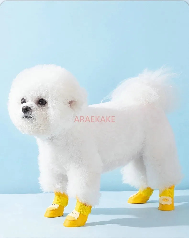 the RAIN BOOTS - Dogs Waterproof Cute Egg-Shaped Silicone Rain Shoes, Small and Medium-Sized Dogs, Rain Resistant, Anti-Slip Pet Shoes