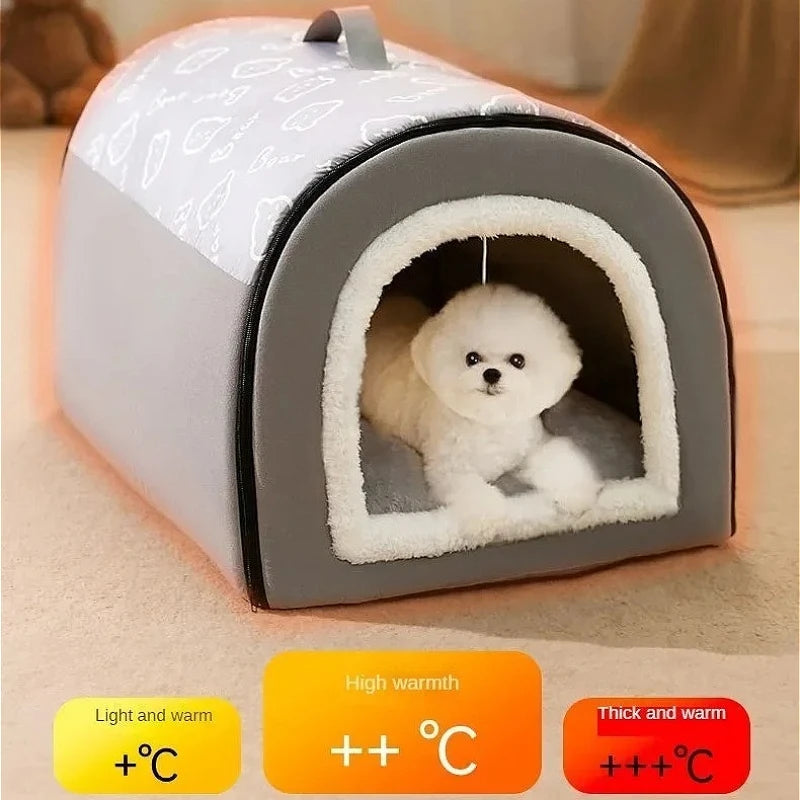 Winter Warm Foldable Pet House Removable Washable Dog Kennel Puppy Cave Sofa Pet Bed House for Large Dog and Small & Medium Cats