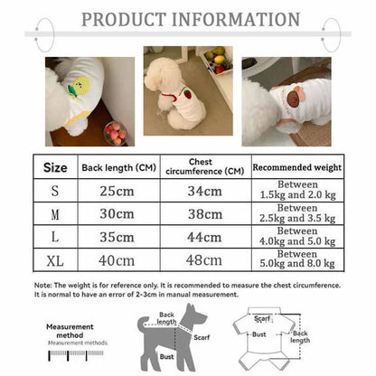 Comfortable White Dog Shirt Embroidery Teddy Pet Cat Sunscreen Shirt Puppy T-Shirt Cat Vest Small Dog Summer Clothes