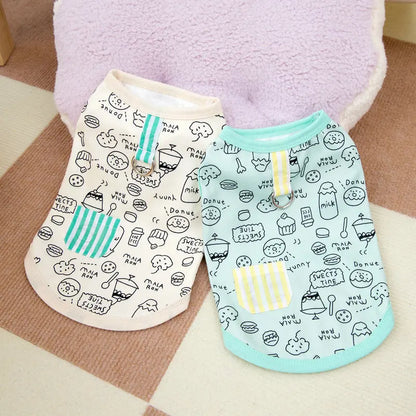 the FOODIEPUP SUMMER TEE - Dog Vest Summer Cartoon Food Graffiti Thin Shirts, Dog Puppy T-Shirt, Cat Clothing, Chihuahua, Cooling Dog Vest, Pet Cat/Dog Clothes