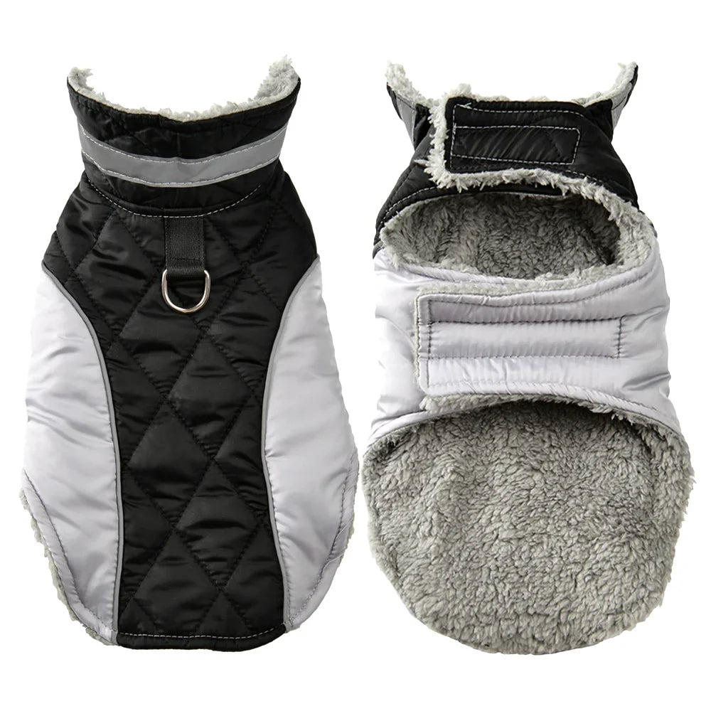 Reflective Pet Clothes For Small Large Dogs Warm Thicken Fleece Dog Vest Coat For Winter Plaid Puppy Parka With D-ring Labrador