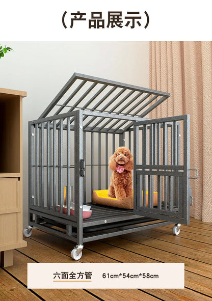 Heavy Duty Dog Cage Large Medium Pet Cage with Toilet Full Square Tube Indoor Dog House