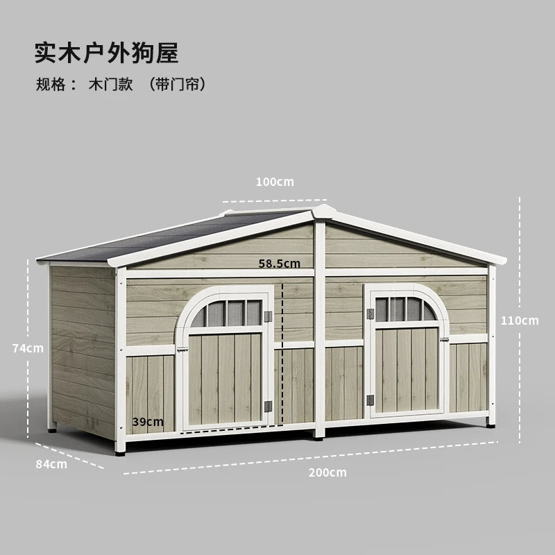 the DOG SHED - Rainproof and Cold-Proof Outdoor Doghouse Kennel, Winter Warm Large Dog Wooden Luxury Villa Doghouse