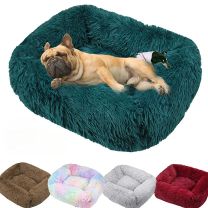 Luxury Dog Bed Square Dog Beds Long Plush Dog Mat Beds for Small Medium Large Dogs Supplies Pet Dog Calming Bed Washable Kennel