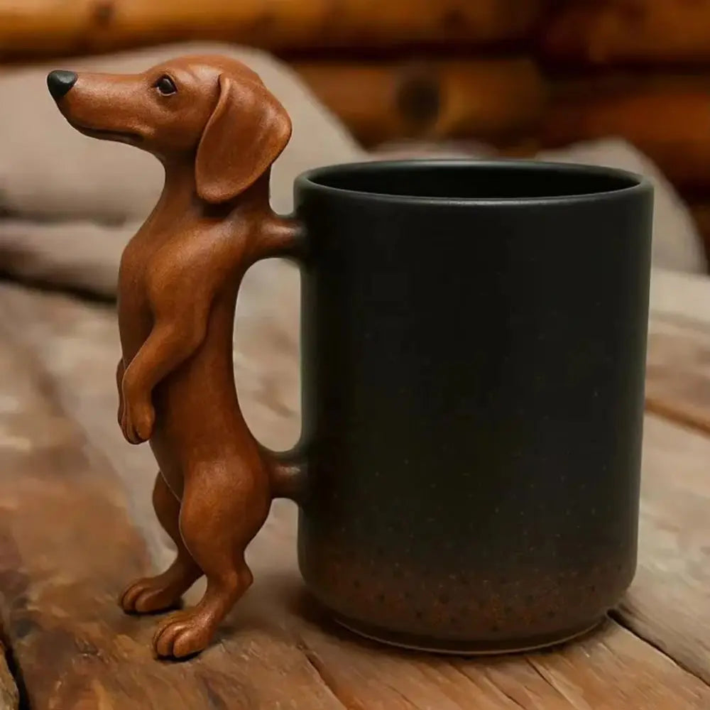 With Handle Dachshund Coffee Mug Puppy Design Adorable Puppy Decoration 3D Animal Mug Handcrafted Dog Lovers Drinkware