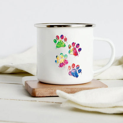 Peace Love Dogs Print Creative Enamel Coffee Mugs Cartoon Dachshunds Dog Paw Party Beer Juice Milk Cups Friend Birthday Gifts