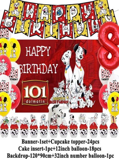 Disney 101 Dalmatians Birthday Party Supplies Cartoon One Hundred and One  Dog Balloon Backgrounds Cake Topper Banner Kids Gifts