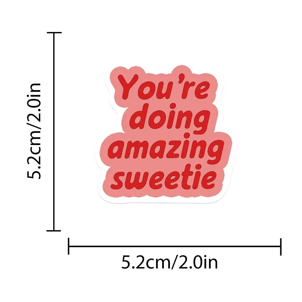 50Pcs Positive Affirmation Reward Stickers INS Style Graffiti Decals For Water Cup Hand Account Skateboards Notebooks Stickers