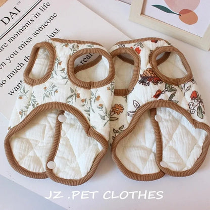 Fashion Cute Rabbit Printed Pet Dog Clothes with Velvet Jacket Pet Supplies Teddy Bear Coat Winter Warm Puppy Clothes Vest Gift