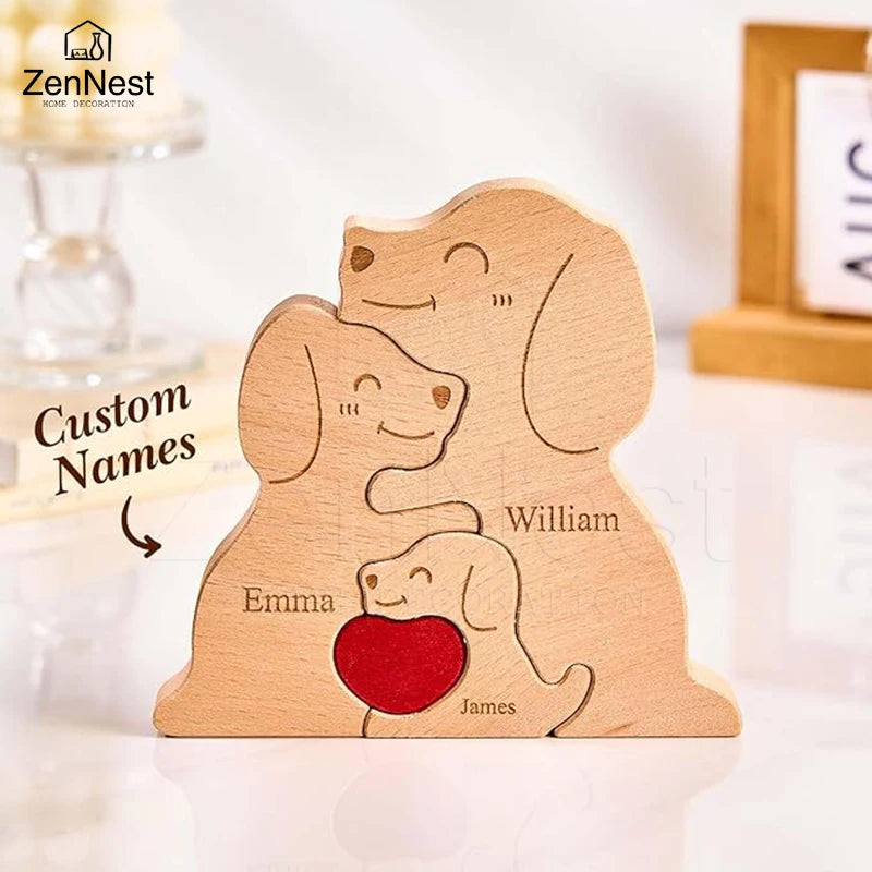 Art Wooden Dog Puzzle Personalized Name Custom Free Laser Engraving Home Gifts Home Decor Thanksgiving Christmas Gifts for Mom