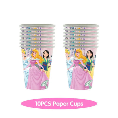 Disney Princess Birthday Decoration Tableware Paper Cups Plates Balloons Tablecloth Backdrop Banner Party Supplies For Baby Kids