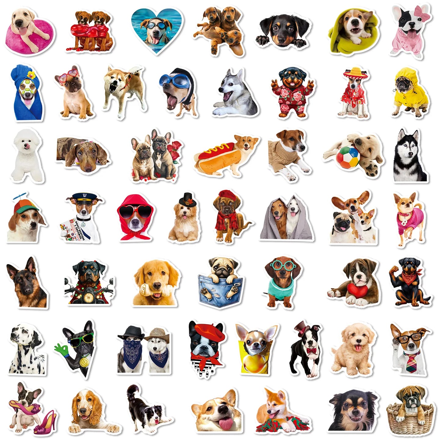 10/25/50pcs Lovely Realistic Dog Stickers Meme Decals for DIY Waterproof Phone Laptop Guitar Suitcase Car Skateboard Suitcase