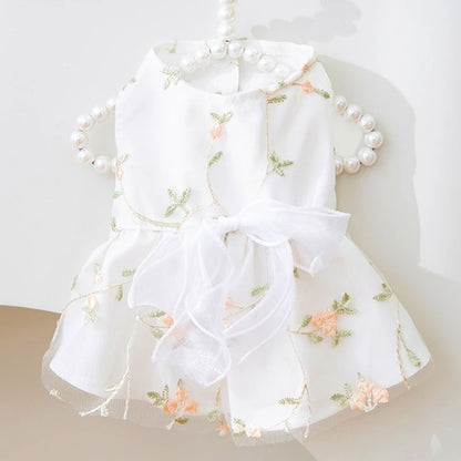 Dog Princess Dress Cute Pet Dog Mesh Dress Kitten Puppy Pet Skirt Dog Summer Dress Bow Lace Korean Poodle Chihuahua Dog Clothes