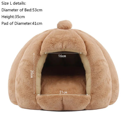 Winter Dog Bed Kennel Small Medium Semi-closed Yurt Rabbit Plush Warm Cat Pet Kennel