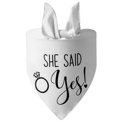 Sucado Style She Said Yes Best Dog Bandana for Wedding Engagement Announcement Gift Photo Prop Pet Scarf Accessories