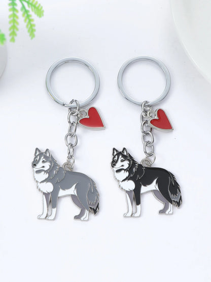 I LOVE Alaska Husky Dog Keychain Cute dachshund  animal Cartoon dog Keychain dog Gift For woman Man Jewelry