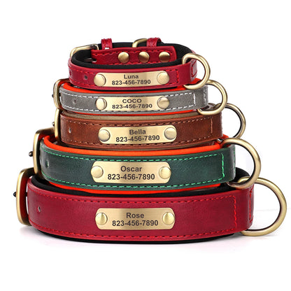 the ENGRAVEPAWS ID COLLAR - Personalized PU Leather Dog Collar, Free Engraved Dog ID Collars, Nameplate Soft Padded for Small/Medium/Large Dogs, Adjustable
