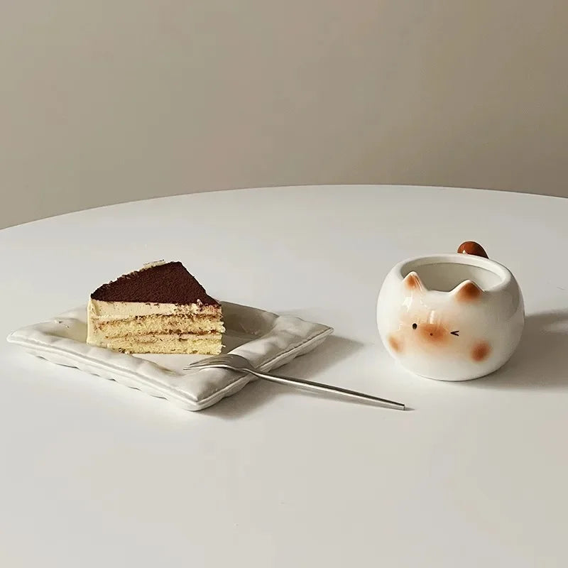 Cute Ceramic Cup Creative Siamese Cat Shaped Mug Coffee Cups Office Milk Cup Household Drinking Utensil Funny Birthday Gift