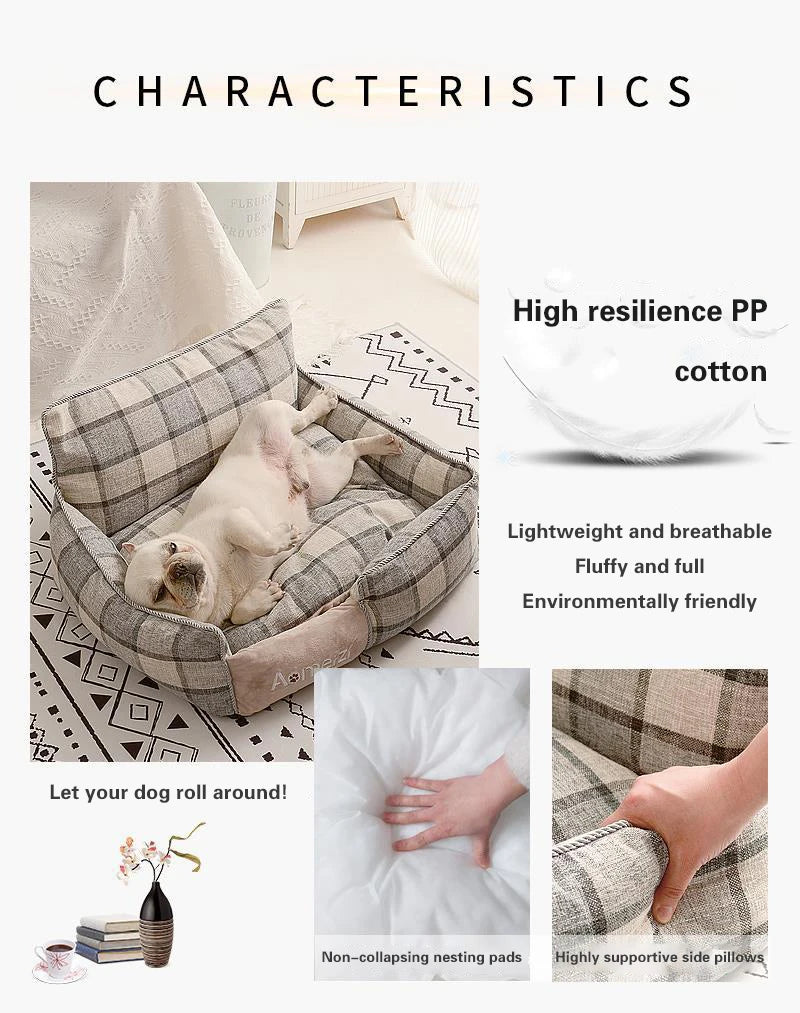 Cat Bed Sofa Winter Warm Removable Summer Cooler Mat Foam Neck Pad Nest Beds Pet Deep Sleeping for Small Medium Dogs Puppy