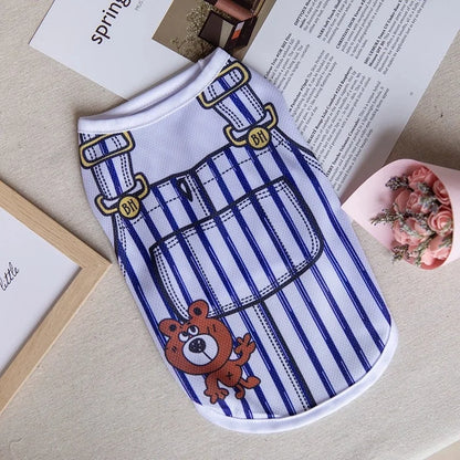 Quick-drying Yorkie Dog Vest Dog Tank Top Summer/Spring Cartoon Hoodie Chihuahua Dog Clothes French Bulldog Puppy Dogs/Cat Shirt