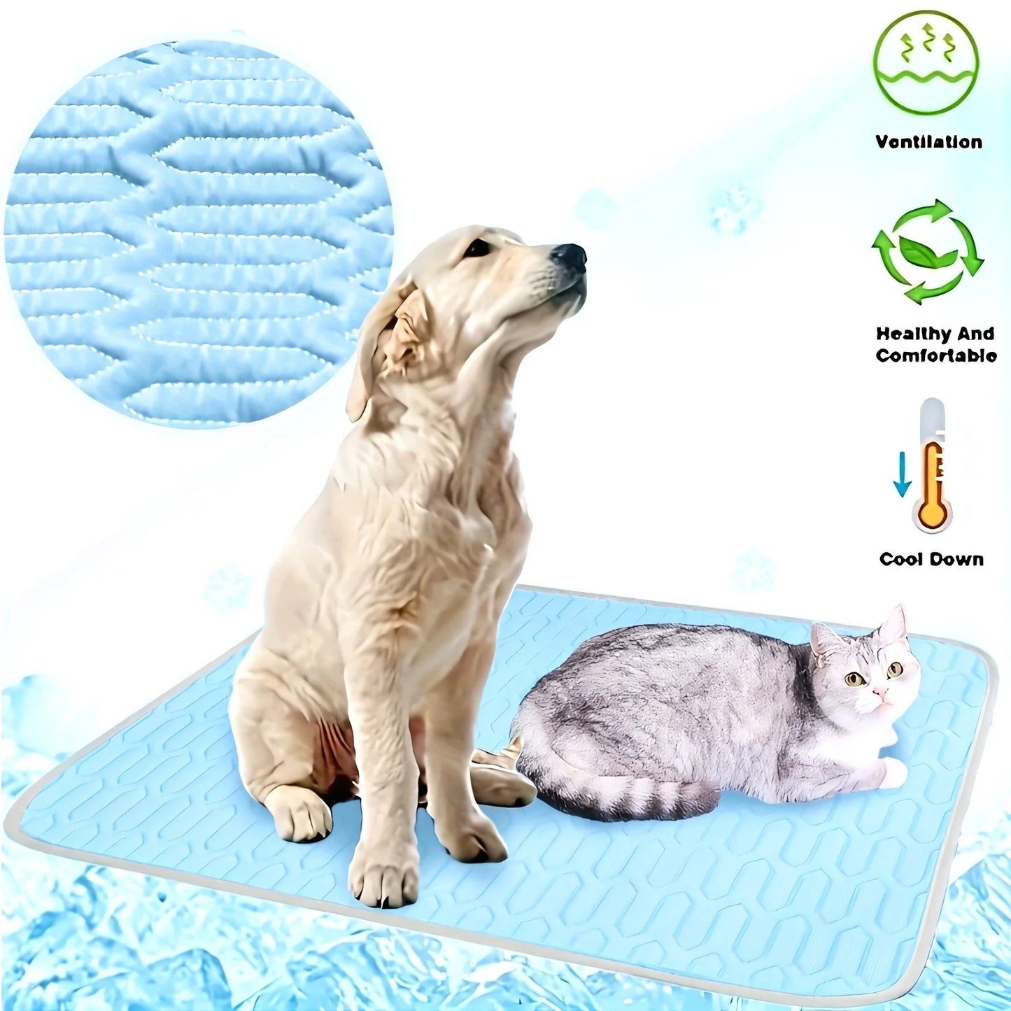 the COOLING PAD - Summer Pet Cooling Pads and Beds, Keep Your Cats and Dogs Cool and Comfortable, Suitable for Small, Medium and Large Cats and Dogs