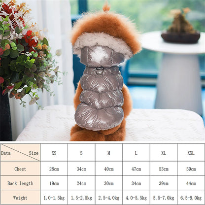 the PUFFY PRINCESS - Fashion Winter Dog Down Jacket, Warm Fleece Pet Coat for Small Dogs, Yorkshire Shih Tzu Luxury Fur Collar Puppy Clothes Outfits
