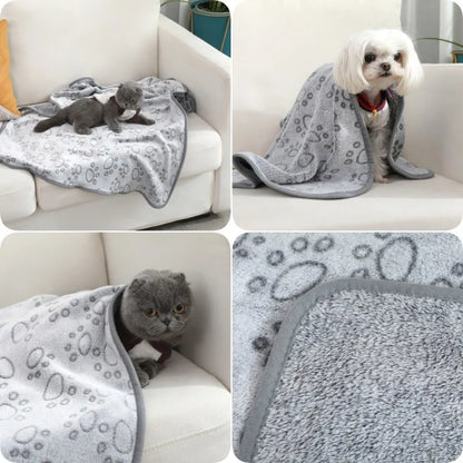 Dog Bed Mat Blanket Soft Fluffy Pet Sleeping Blanket Cute Paws Pattern Pet Travel Mat Warm Comfortable Blankets for Cat Dogs