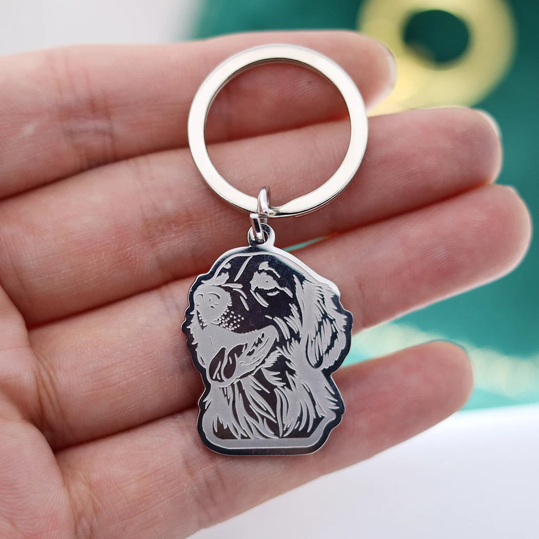 Stainless Steel Charms French Bulldog Dog Men's Trendy Punk Keychain for Women Men Jewelry Kids Gifts Key Bag Deco Accessories
