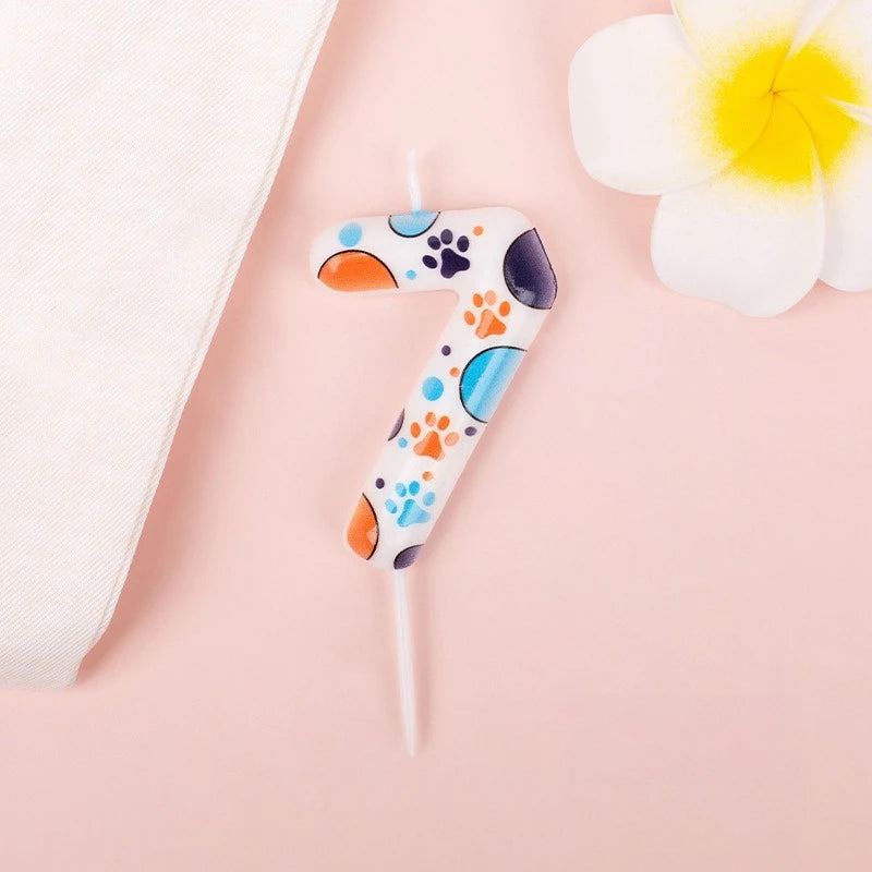 Cute Puppy Paw Print Number Birthday Candles, Suitable For Cake Decorations, Birthday Celebrations, Anniversary Commemorations