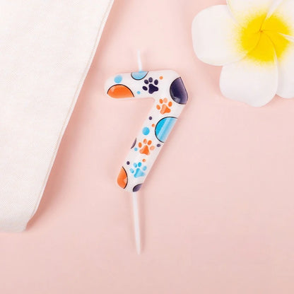 Cute Puppy Paw Print Number Birthday Candles, Suitable For Cake Decorations, Birthday Celebrations, Anniversary Commemorations