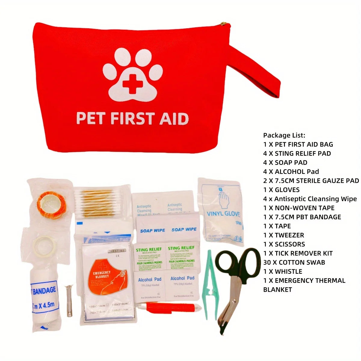 the PET FIRST AID - Pet Emergency Kit, Dog/Cat Travel Kit for Waterproof Resistant High Visibility Reflective First Aid Pouch, Dog Camping Essentials