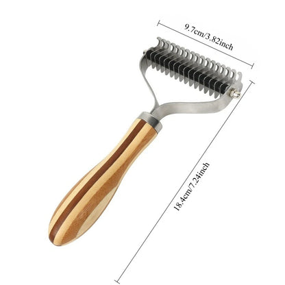Dog Comb Knife Dog Brush Bamboo Double-sided Cat Comb Stainless Steel Pet Hair Remover Solid Wood Hair Knot Cleaning Dogs Brush