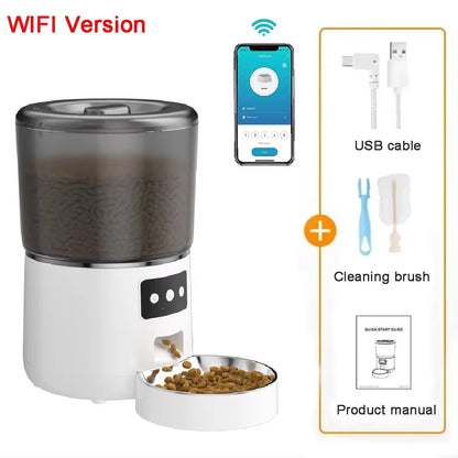 Automatic Pet Feeder 4L Capacity Smart Timer Tuya Control Food Dispenser with Stainless Steel Bowl Dogs Cats Feeding Supplies